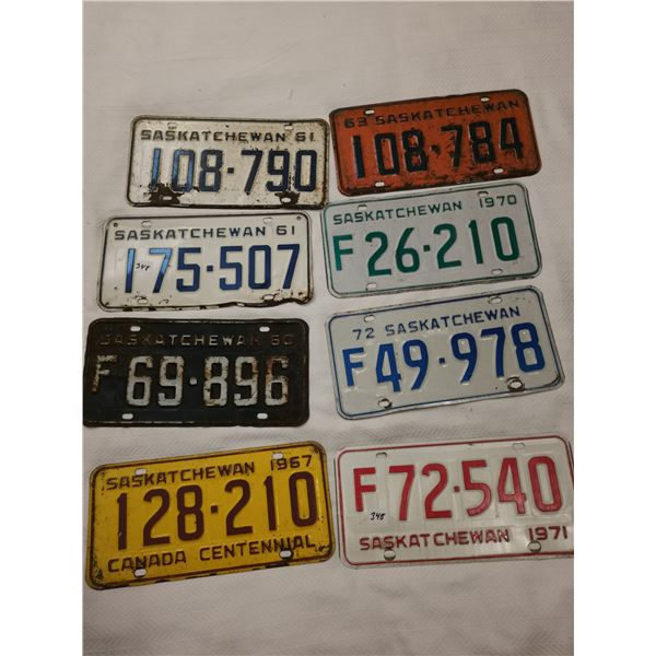 8 plates - 1960, 61, 63, 67, 70, 71 & 72