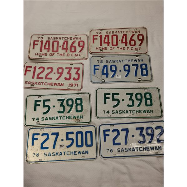 8 plates - 1971, 72, 73, 74 & 76
