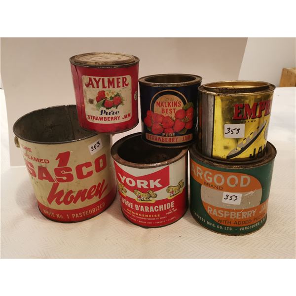 Jam, Peanut Butter & Honey tins