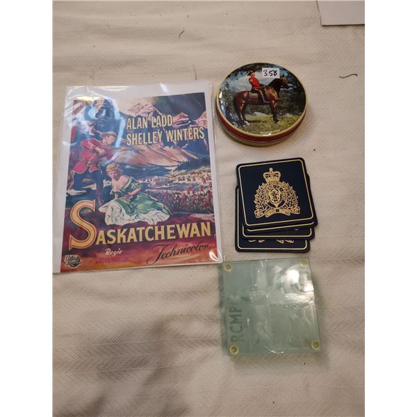 RCMP picture tin 5" coasters