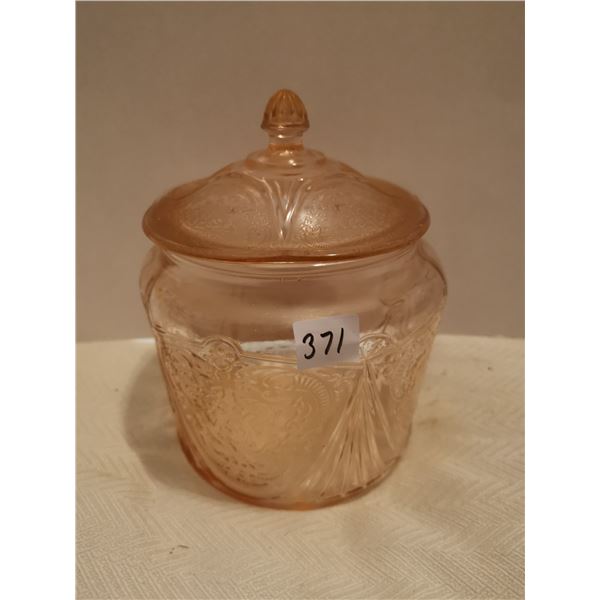 Hazel atlas royal lace pink depression glass cookie jar 6 X 7