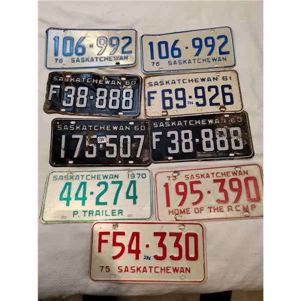 9 plates - 1960, 61, 70, 73, 75 & 76