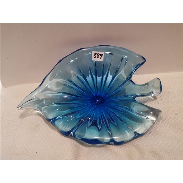 Blue leaf glass 11 X 8"