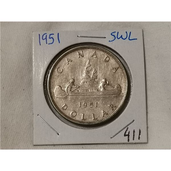 1951 SWL silver dollar