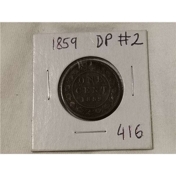 1859 DP #2 one cent, tiny hole