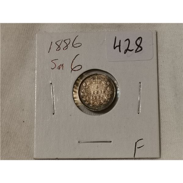 1886 small 6 silver 5 cent
