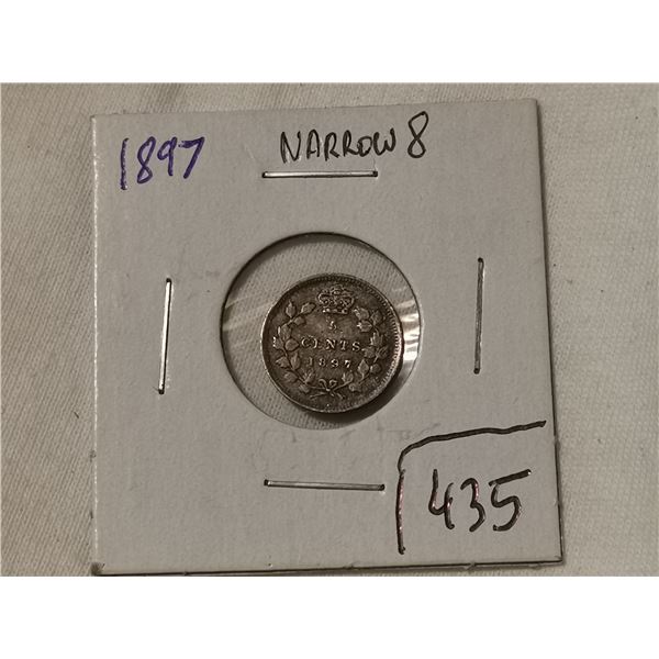 1897 narrow 8 silver 5 cent
