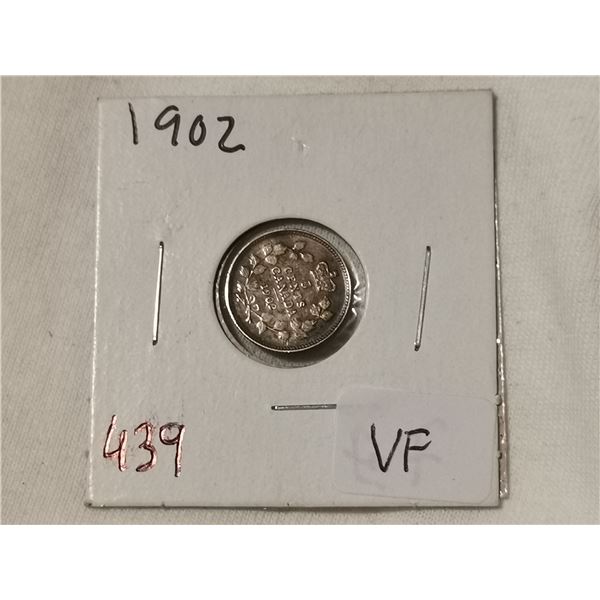 1902 silver 5 cent VF