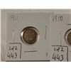 Image 3 : 1910 & 1911 silver 5 cents