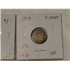 Image 2 : 1919 & 1920 silver 5 cents VF