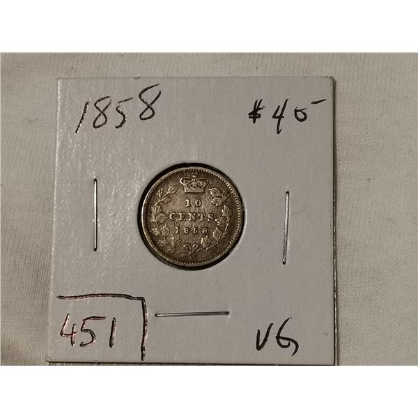 1858 silver 10 cent