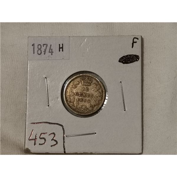 1874H silver 10 cent