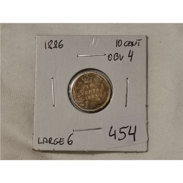 1886 OBV4, Large 6, silver 10 cent