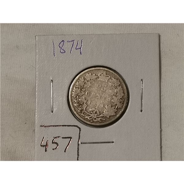 1874 silver 25 cent