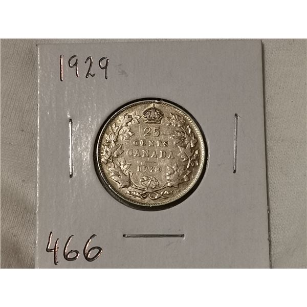 1929 silver 25 cent