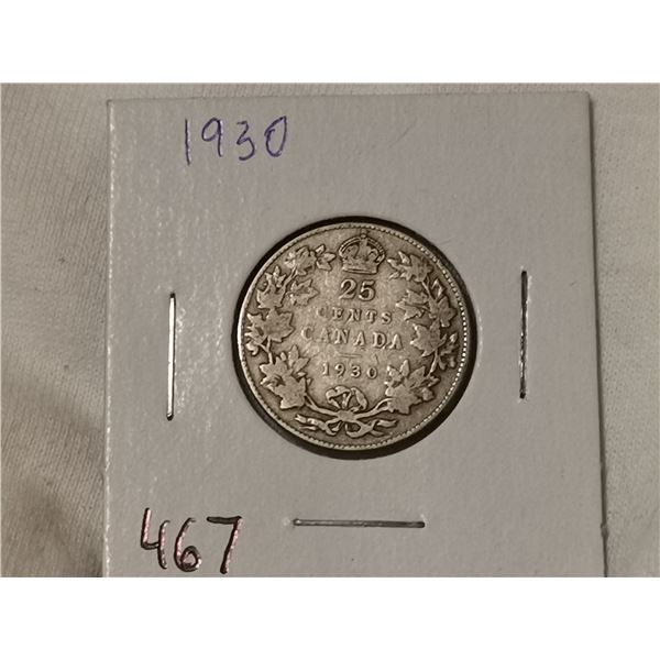 1930 silver 25 cent
