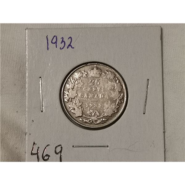 1932 silver 25 cent