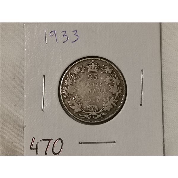 1933 silver 25 cent