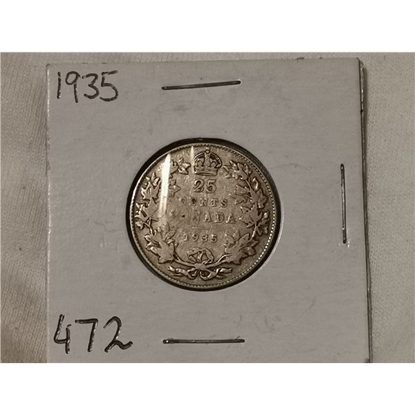 1935 silver 25 cent