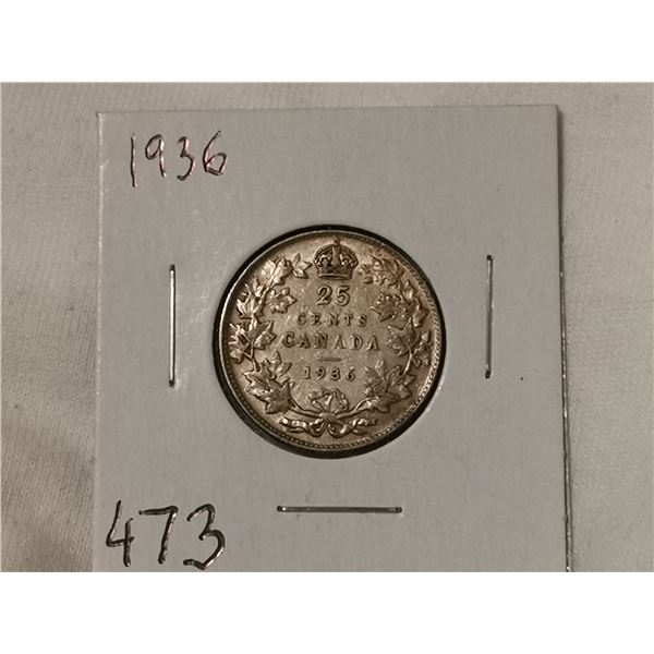 1936 silver 25 cent