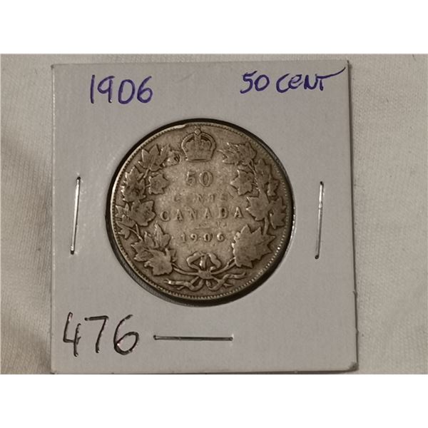 1906 silver 50 cent coin
