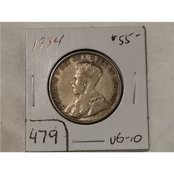 1934 silver 50 cent coin
