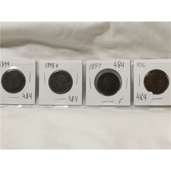 1896, 97, 98, 99 one cent coins