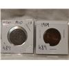 Image 1 : 1909 & 1910 one cent coins