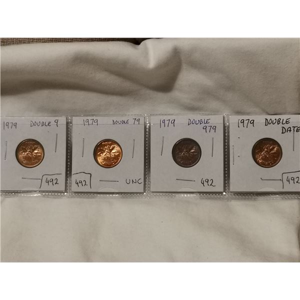 1979 double 9, 79, 979, 1979 one cent coins