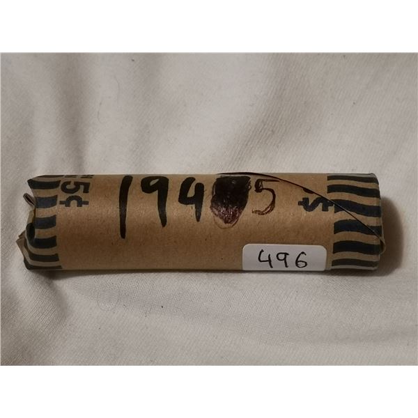 Full roll of 1945 5 cent coins