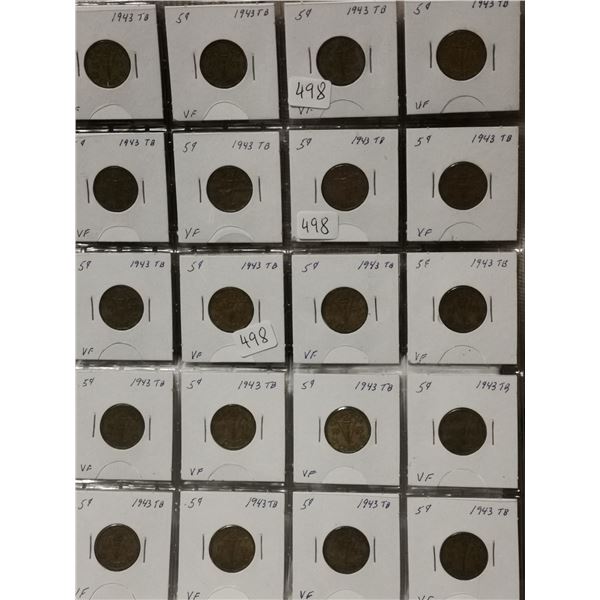 Full sheet of 1943 Tombac 5 cent coins