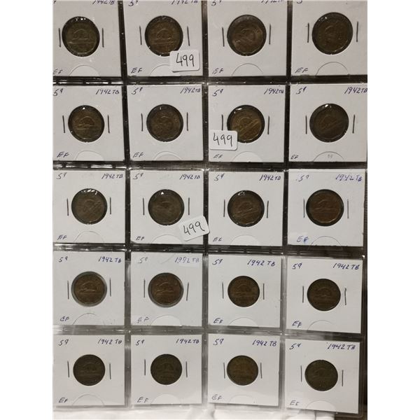 Full sheet of 1942 Tombac 5 cent coins