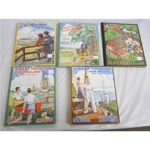 5 Dutch 1930's Children's Books with Stamps