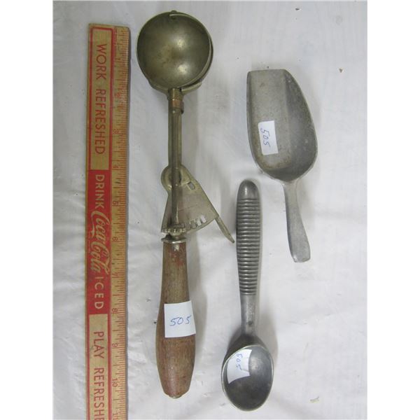 3 Vintage Ice Cream and Candy Scoops