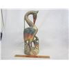 Image 2 : Large Wooden Carved Heron 15 Inches Tall