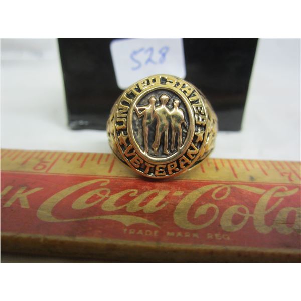 Gold Plated Ring with U.S.A. Veterans