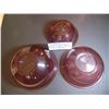 Image 4 : 643  322 323 325 CRANBERRY COLOURED PYREX MIXING BOWLS