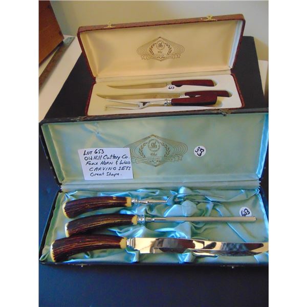 653 OLD MILL FAUX HORN AND WOOD CARVING SETS