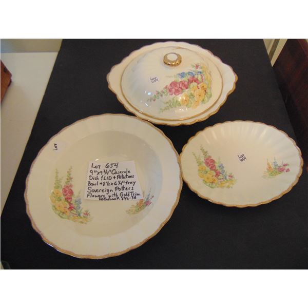 654 SOVEREIGN POTTERS HOLLYHOCK PATTERN SERVING DISHES