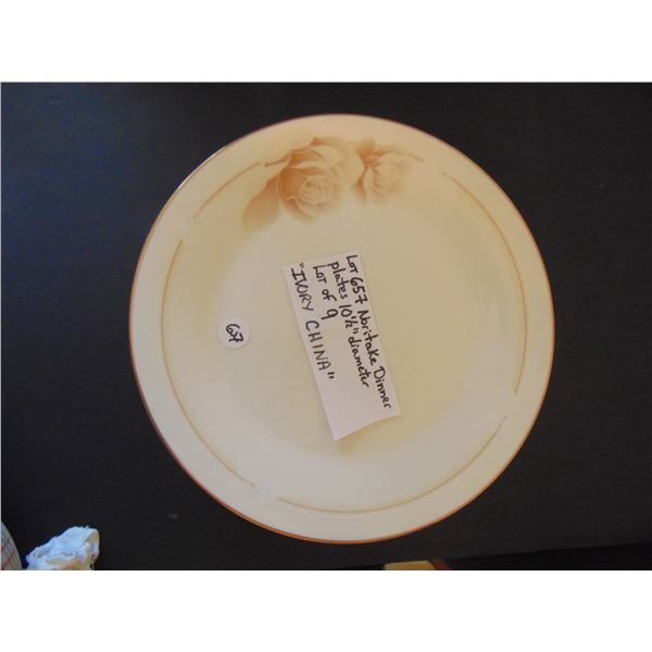 657 9 9 ½” IVORY CHINA NORITAKE DINNER PLATES.