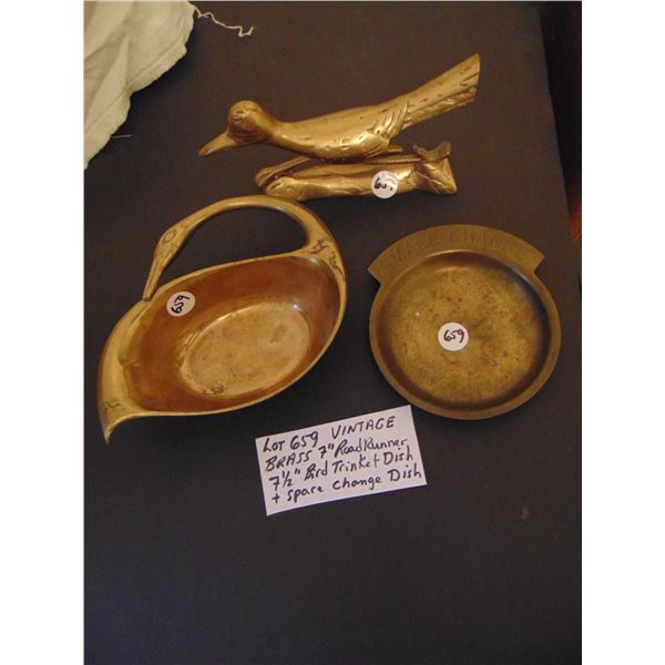 659 VINTAGE BRASS ROAD RUBBER TRINKET DISH CHANGE PLATE