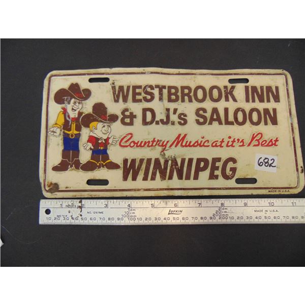 682 VINTAGE WESTBROOK INN & DJ’S SALLON WINNIPEG. license plate