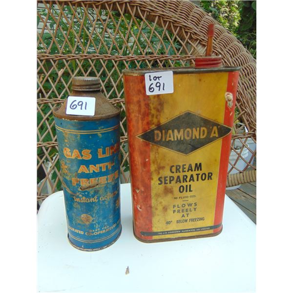 691 DIAMOND A PAPER LABEL CREAM SEPATOR OIL TIN & COOP GASLINE ANTIFREEZE