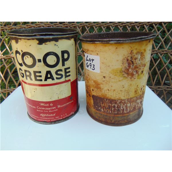 693 CO-OP AND VERY FADED WHITE ROSE 1LB GREASE TINS