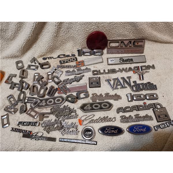 Vintage emblem lot, Dodge & Ford letters