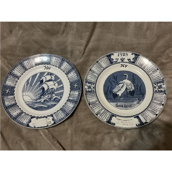 1928 & 1930 Calendar plates from Shellbrook, SK