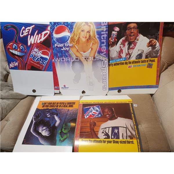 5 Pepsi advertising 17" X 28" each