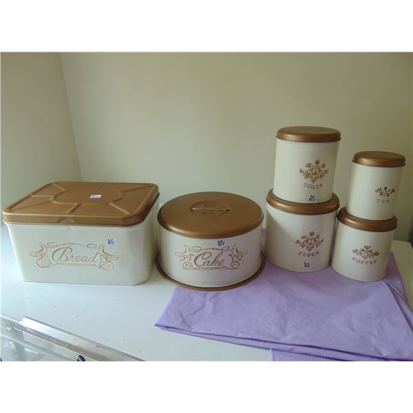 855 VINTAGE GSW METAL CANISTER COUNTER SET