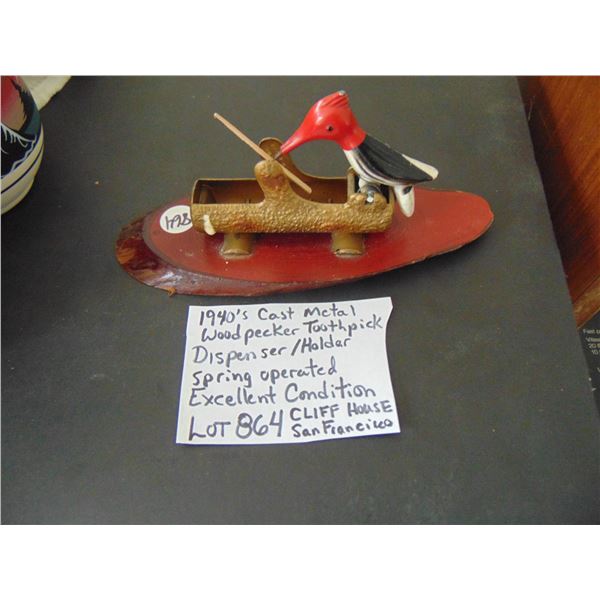 864 RARE CLIFF HOUSE SANFRACISCO 1940’S MECHANICAL TOOTHPICK DISPENSOR
