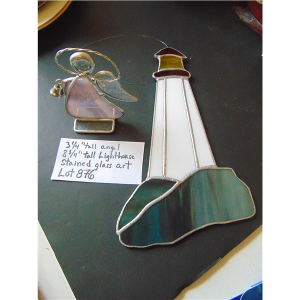 876 ANGEL & LIGHT HOUSE STAINED GLASS ART